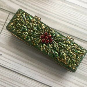 Vintage Monet Green Lipstick Case with Mirror